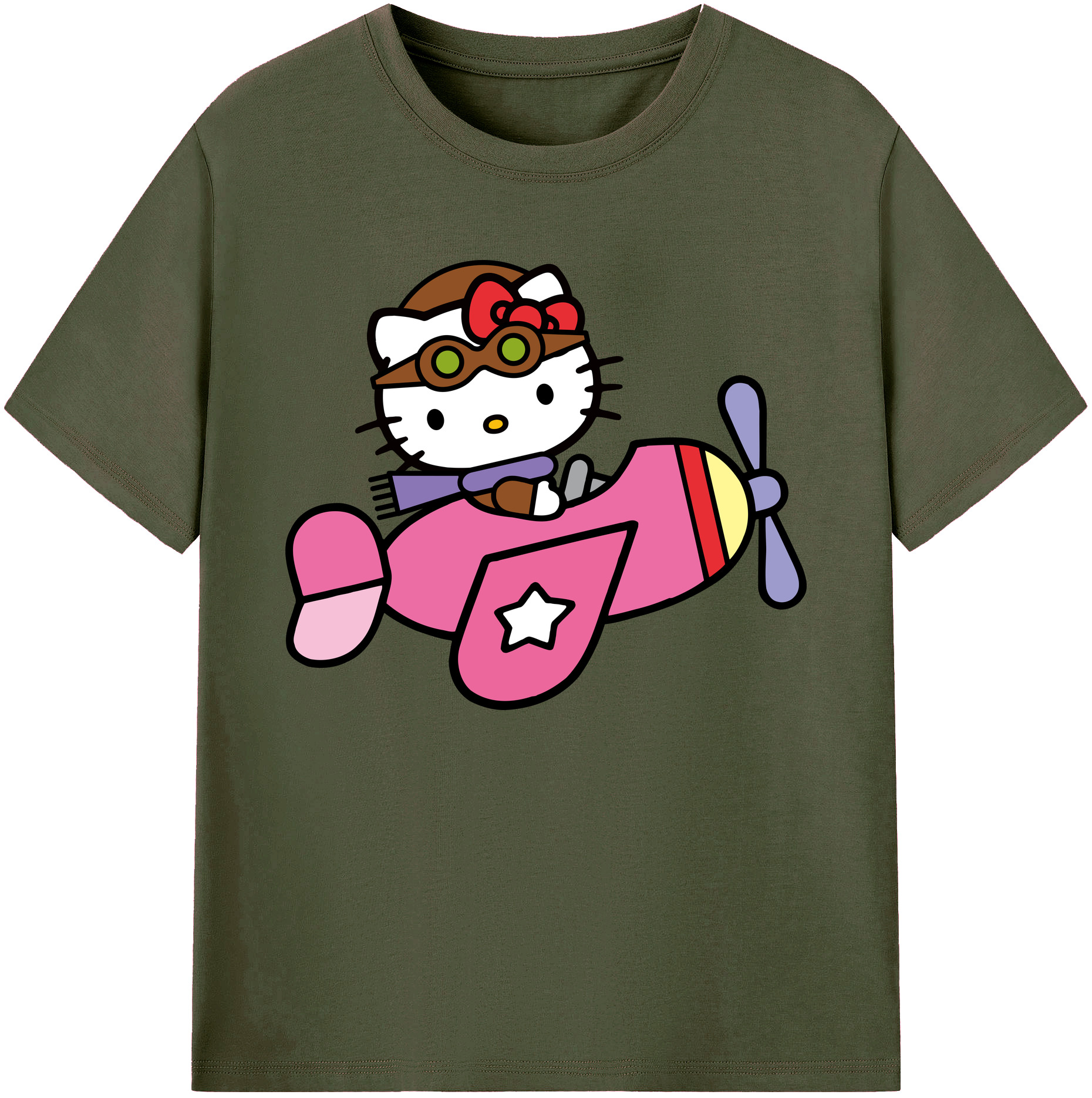 （画像用） Hello Kitty ハローキティ 綿100％ メンズ半袖Tシャツ｜肌触りやわらか＆通気性